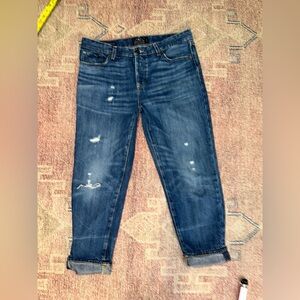 Lucky brand sienna slim boyfriend fit distressed jean cropped cuffed 28 8
